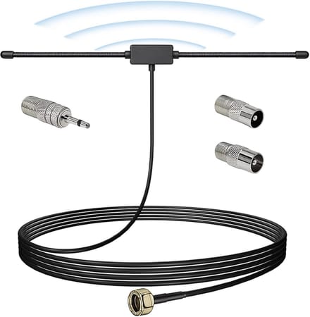 Radio Antenne - Draadantenne DAB - FM Ontvangst Verbeteren - Universele Adapters - 3 Meter Kabel - Zwart