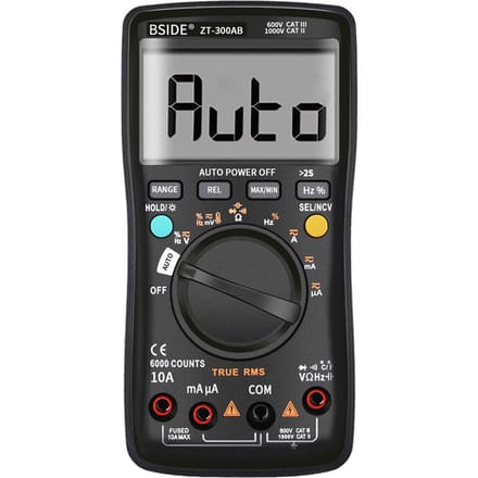 BSIDE-multimeter Automatisch/handmatig bereik Digitale universele meter 6000 tellingen LCD-scherm True RMS Smart zwart