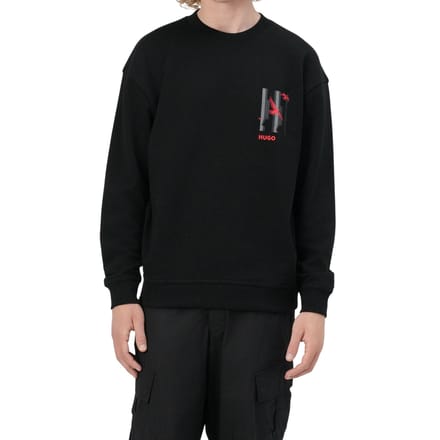 Hugo Heren Drop Shoulder Regular Sweatshirt met grafische print (Zwart)