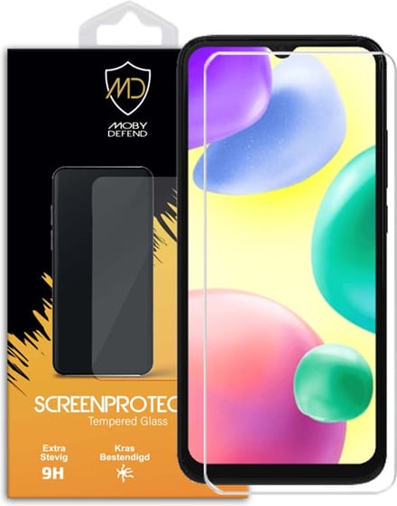 MobyDefend Screenprotector - Geschikt voor Xiaomi Redmi 10A - Case-Friendly Screensaver - Gehard Glas