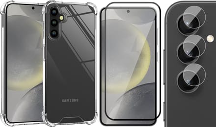 Hoesje geschikt voor Samsung Galaxy S24 Plus - Screenprotector Volledig Dekkend Glas & Camera - Shockproof Transparant