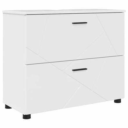 vidaXL - Badkamerkast - met - lade - Hoogglans - wit - 76,5 - x - 35 - x - 64 - cm