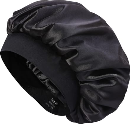 1 Stuk Bonnet Slaapmuts met tas - Elastische Hoofdband - Nachtmuts - Haarverzorging - Zwart