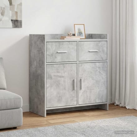 vidaXL - Dressoir - Betongrijs - 75 - x - 36 - x - 80 - cm - Bewerkt - hout
