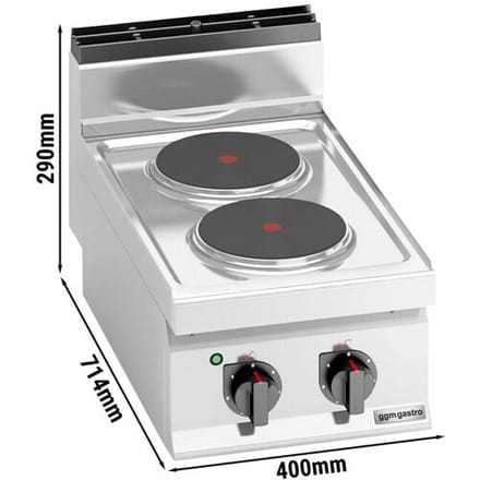 GGM Gastro Elektroherd - 5,2 kW - 2 Platten Rund Zilver