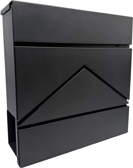 Brievenbus - 37x37x11 cm - met krantenvak - zwart