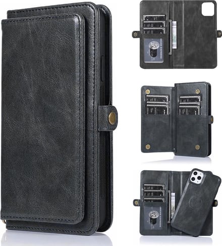 Hoesje geschikt voor Samsung Galaxy S25 - Bookcase - Afneembaar 2 in 1 - Backcover - Pasjeshouder - Portemonnee - Kunstleer - Zwart