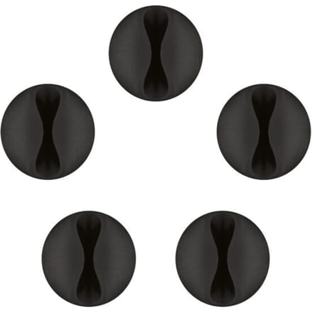 Goobay Mini-kabelclips zwart 5-delige set met 1 sleuf, verwijderbaar, voor kabels tot 7,8 mm, zelfklevend voor het bureau