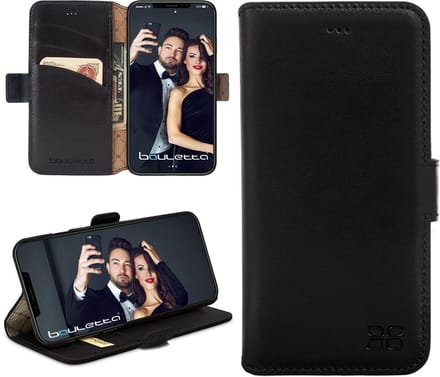 Bouletta iPhone Xs Max compatibel leren BookCase hoesje - Rustic Black