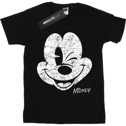 Disney Jongens Mickey Mouse Distressed Gezicht T-shirt (Zwart)