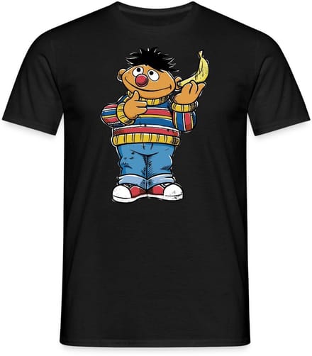 Sesamstraat Ernie Banana Telefoon T-Shirt Heren