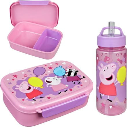 Peppa Pig lunchset; lunchbox en drinkfles