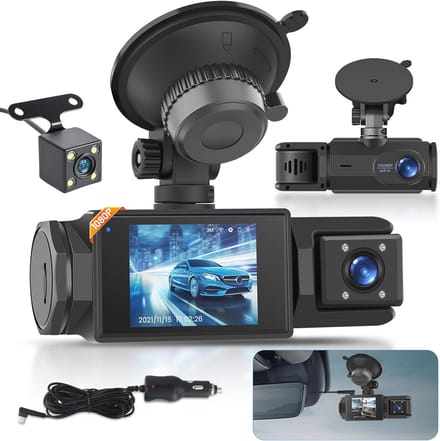 Dash Cam - Full HD - Drie-kanaals Opname - Nachtzicht - Voor Auto's