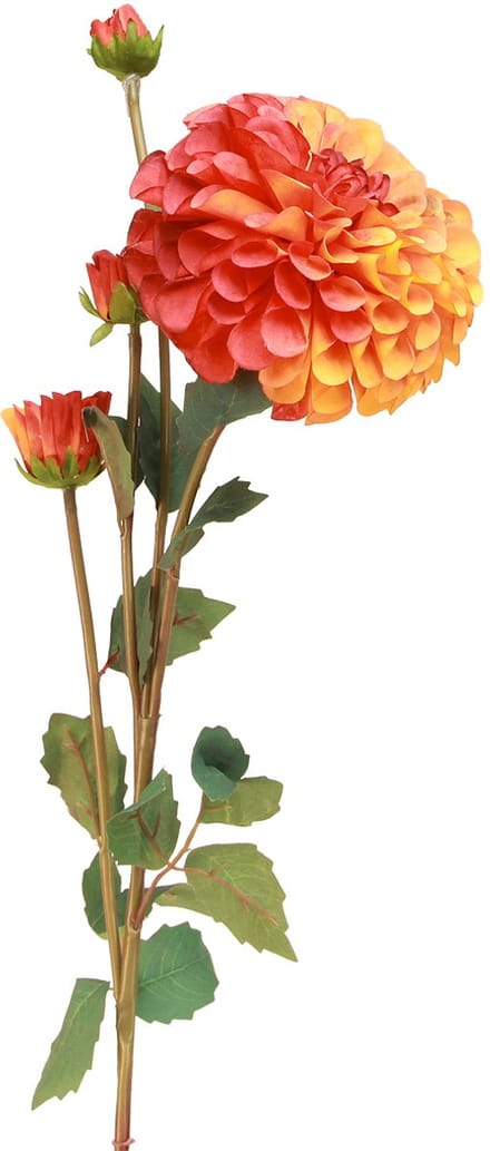 Kunst Dahlia Decoratieve Bloemen Oranje Rood Ø10 L80cm 2st