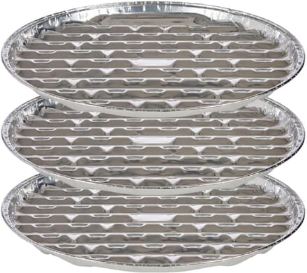 Kinvara BBQ/barbecue rooster grill - aluminium trays - 12x - open structuur - D32 cm - wegwerp - zilver
