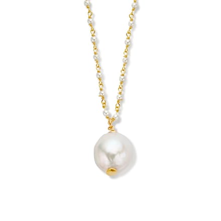 zilver verguld (geel) collier parels 45 + 5 cm 1 micron 2102903