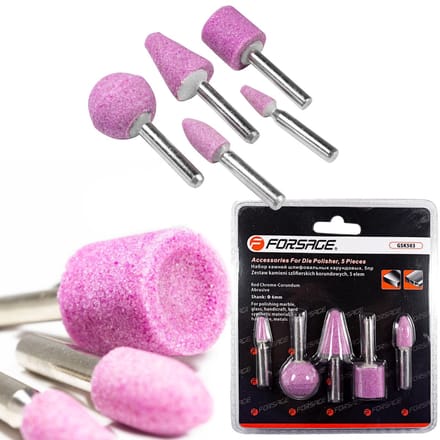 Forsage - Slijpstenen Set - 5 Stuks - 3 Kegels - 1 Cilinder - 1 Bol