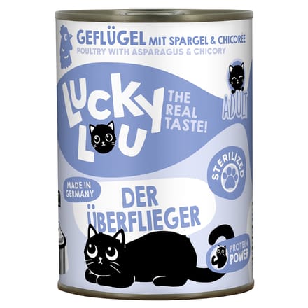 6x 400g Lucky Lou Sterilized Gevogelte kattenvoer nat