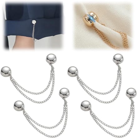 Cuhostki-4-Stuks-Magnetisch-Verstevigd-Rond-Broekspijp-Fixator-Zilver-Antislip