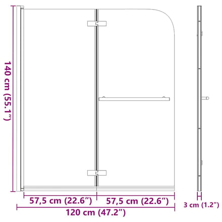 vidaXL - Douchecabines - zilver - 120 - x - 140 - cm - Gehard - glas - en - aluminium