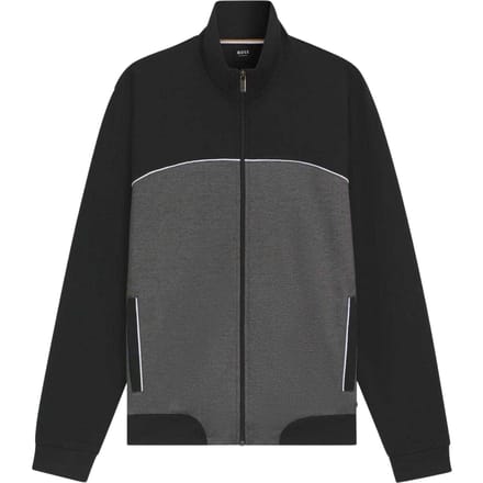 Boss Heren Track Jacket met contrasterende biezen (Zwart)