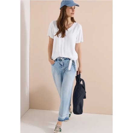 Blouse shirt met V-hals en knoop