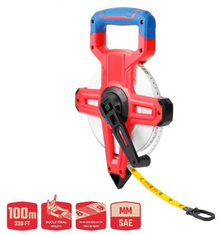 WORKPRO WP263005 Meetlint op Haspel 100 m – Fiberglass – Professioneel