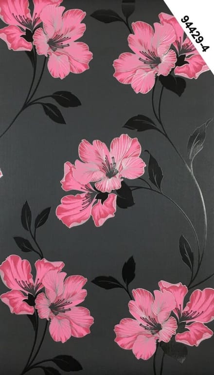 A.S. Creation bloemen behang roze zwart 94429-4 944294