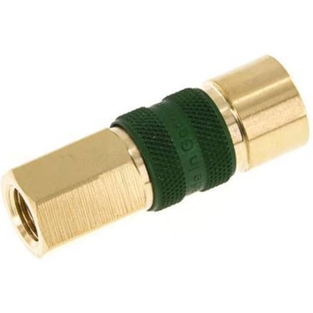 Messing DN 5 Groen-Coded Luchtkoppeling Snelkoppeling G 1/8 inch Binnendraad - CLS5-F-B-GRE-CD-018