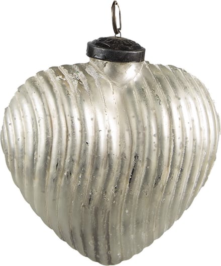Clayre & Eef Kerstbal Overig 7x4x8 cm Zilverkleurig Glas Kerstballen