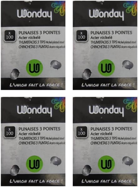 Set van 4 dozen met 100 Punaises - Stevige Prikspelden van Vernikkeld Staal