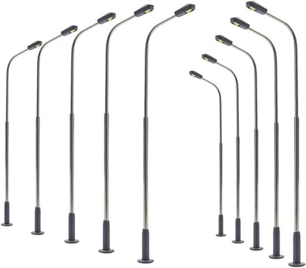 10x Modelspoorverlichting H0 Schaal 1:87 Straatlantaarns Zwanenhals Verlichting Warm Wit