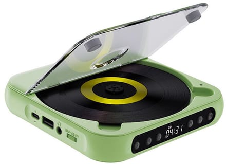 Draagbare cd-speler met Bluetooth 5.3-zender - 2000mAh oplaadbare batterij, ingebouwde HiFi-dubbele luidsprekers, ondersteunt cd/usb/aux, lcd-display, inclusief hoofdtelefoon voor thuis/in de auto - groen