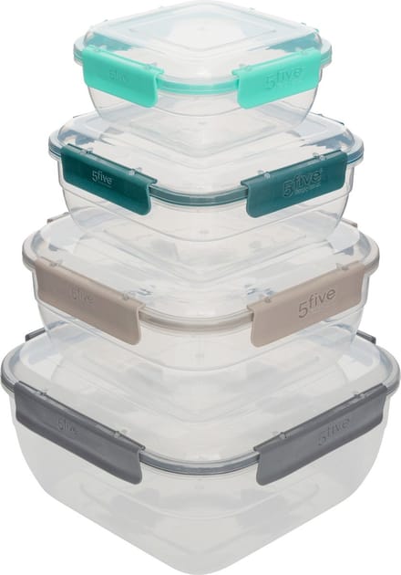5Five Vershouddozen vierkant - Set van 4 stuks - 0,4L/0,8L/1,45L/2,35L - Multi