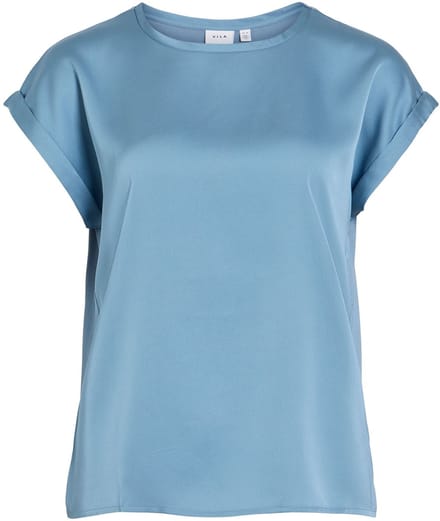 T-Shirt ELLETTE SATIN O-NECK VILA BLUE SHADOW