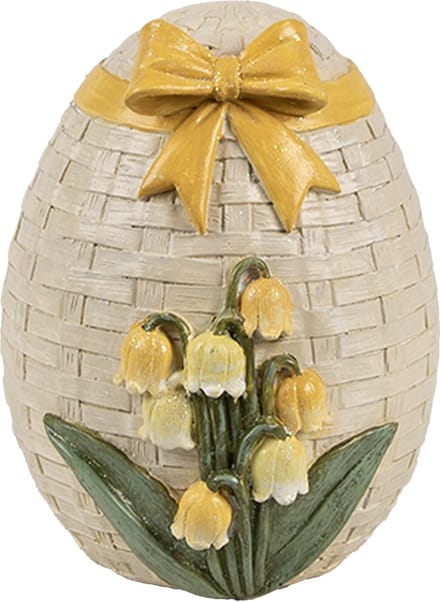 Clayre & Eef Decoratie Beeld Ei 9x8x10 cm Beige Kunststof