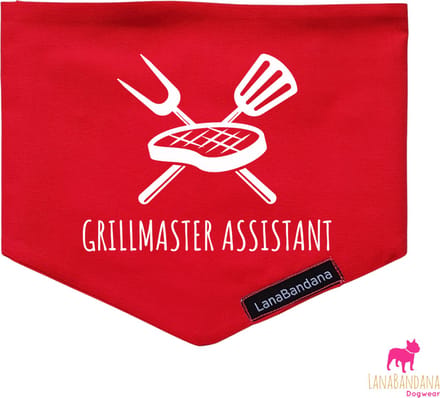 Hondenbandana | Knoopbandana | BBQ | Grillmaster Assistant Red maat M