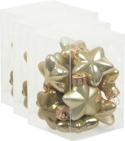 Othmar Decorations Kerstornamenten - sterren - 36x st - goud/groen - 4 cm - glas - kerstversiering