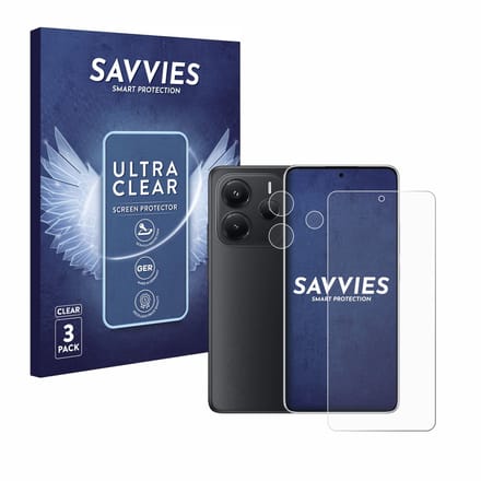 Savvies - Screenprotector voor Xiaomi Redmi Note 14 (Voor+Camera) - Folie Beschermfolie transparant 6 Stuks