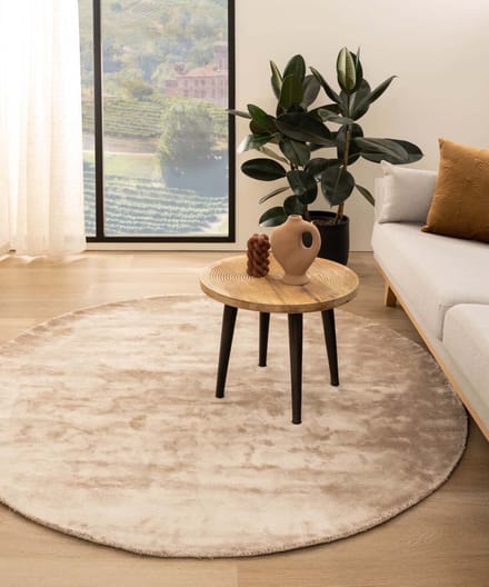 Viscose vloerkleed rond - Pearl beige 200
