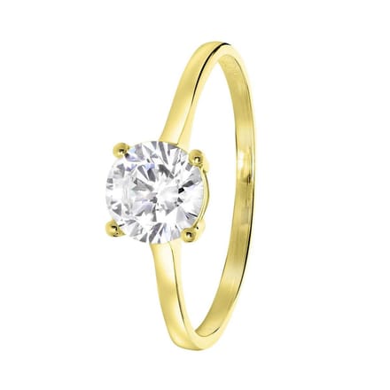 Lucardi Dames Ring solitair - Ring - Cadeau - 9 Karaat - Geelgoud
