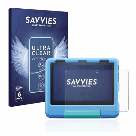 Savvies - Screenprotector voor Amazon Fire HD 8 Kids 2022 - Folie Beschermfolie transparant 6 Stuks