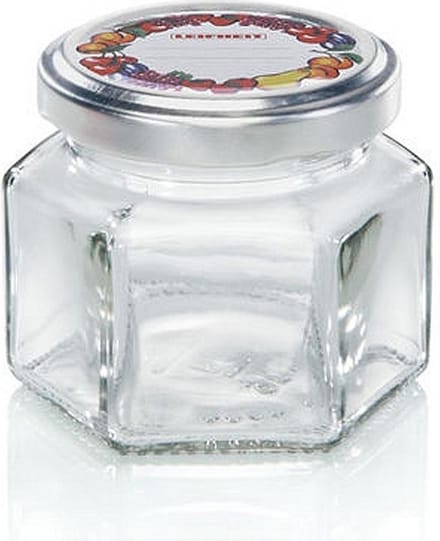 Leifheit jampot - zeshoekig - 106 ml - glas - zilveren deksel