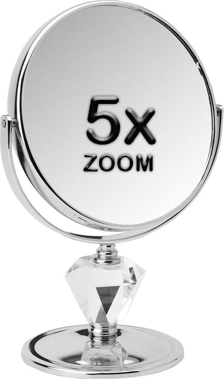Metalen spiegel diamant make up spiegel 5x vergroting - Ø15cm