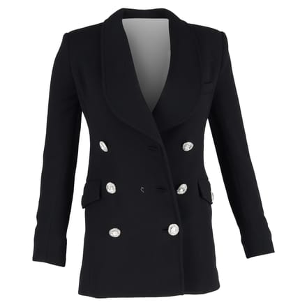 Alessandra Rich double-breasted blazer met kristallen knopen in zwarte wol