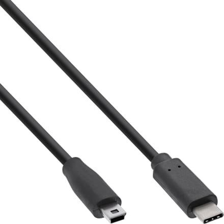 USB Mini B naar USB-C kabel - USB2.0 - tot 1A / zwart - 5 meter