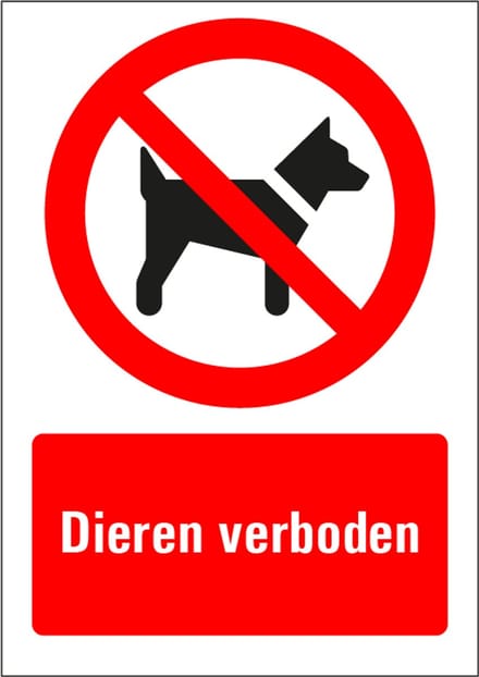 Dieren verboden tekstbord - kunststof 148 x 210 mm