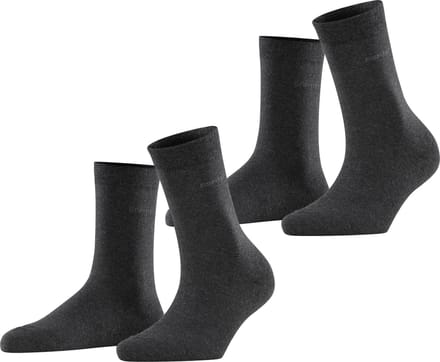 Esprit Basic Easy 2-Pack drukvrije comfort tailleband katoen multipack sokken dames grijs - maat 35-38