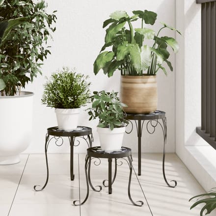 vidaXL - Plantenstandaards - 3 - st - keramiek - zwart - en - wit