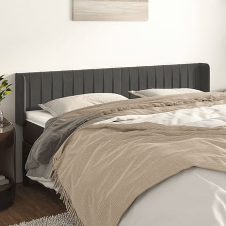vidaXL - Hoofdbord - met - randen - 183x16x78/88 - cm - fluweel - donkergrijs